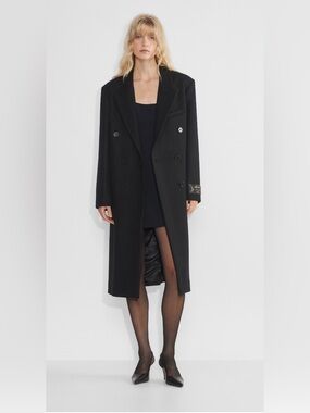 Aritzia Wilfred Symphony Black Double-Breasted Coat